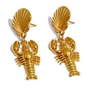 Gold Lobster Statement Earrings – Stainless Steel PVD Plated